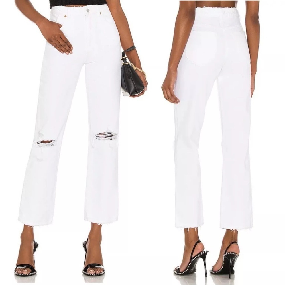 Rolla’s Layla High Rise Straight Jeans White Distressed